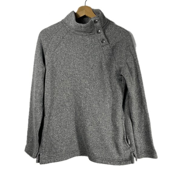 Eddie Bauer Women's Three Snap On Button Mock Neck Fleece Sweater Gray Size M - Picture 1 of 7